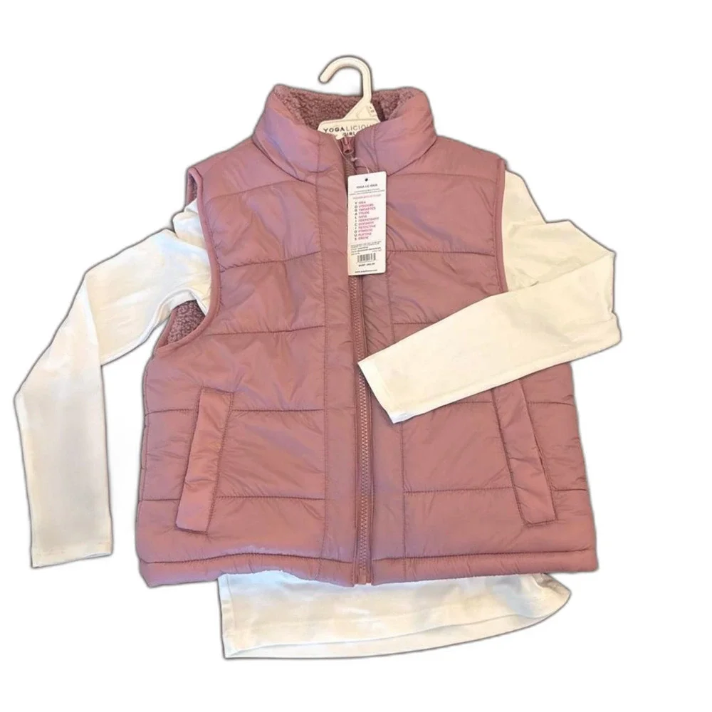 Yogalicious Girls 2 Piece Set Quilted Puffer Vest and Long Sleeve Shirt Size 12